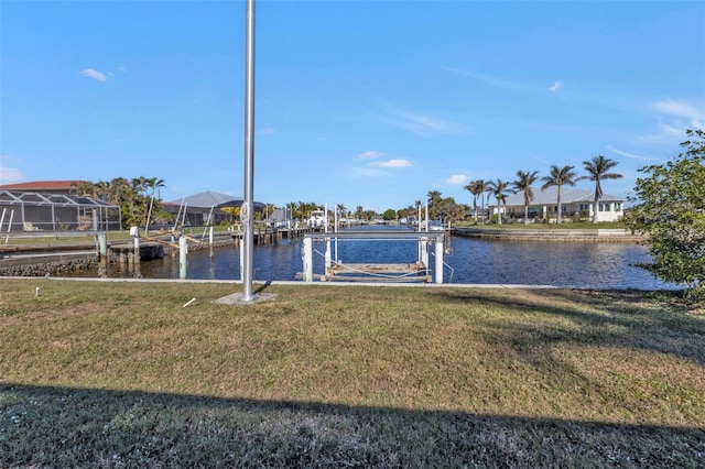 property view of water with a boat dock