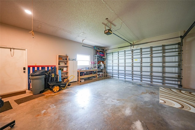 garage with a garage door opener