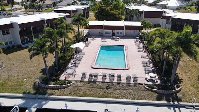 view of swimming pool featuring a patio