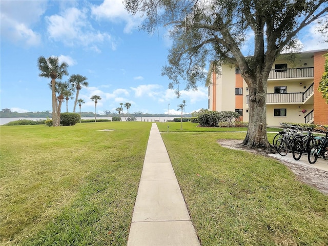 view of property's community with a yard