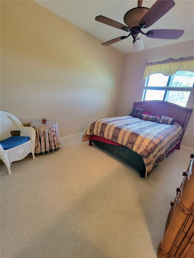 bedroom featuring carpet and ceiling fan