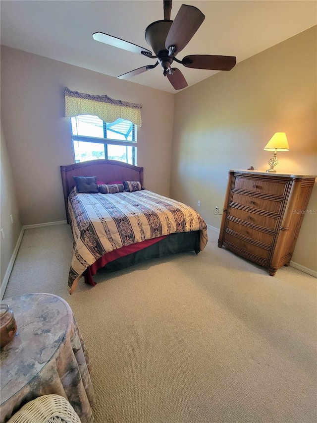 bedroom featuring carpet and ceiling fan