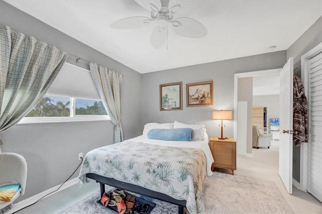 bedroom featuring ceiling fan