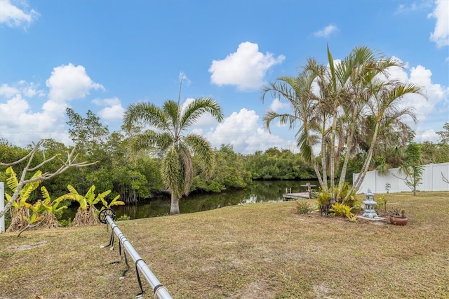 view of yard featuring a water view