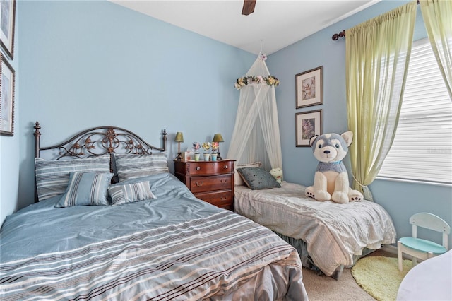 bedroom with carpet and ceiling fan