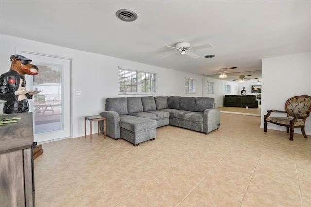 view of tiled living room