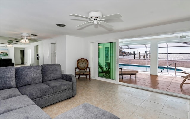 view of tiled living room