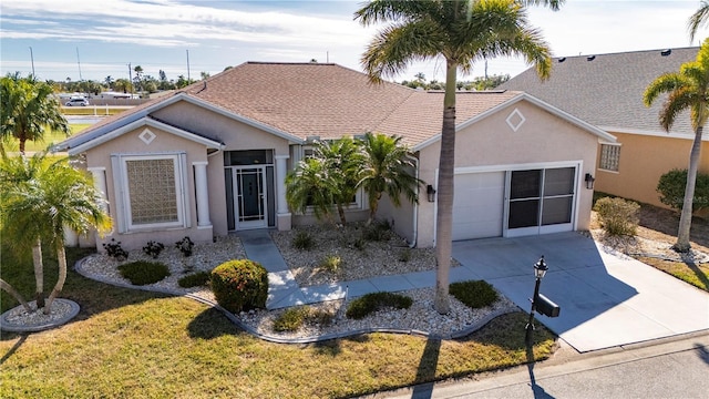 single story home with a front yard