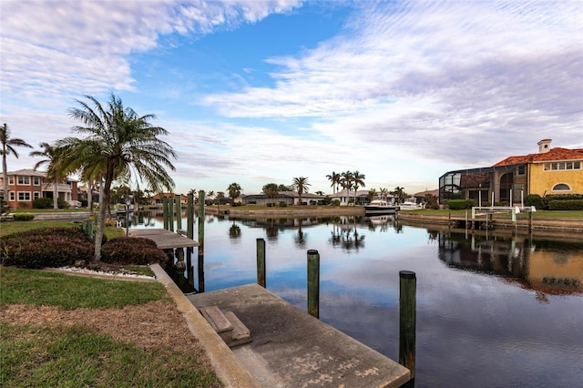 view of dock featuring a water view