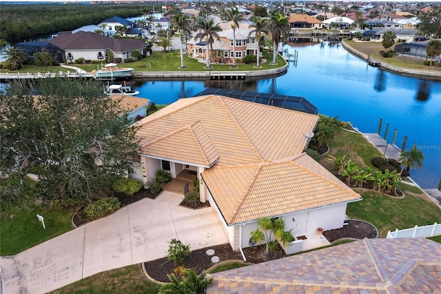 bird's eye view featuring a water view