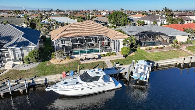 bird's eye view featuring a water view