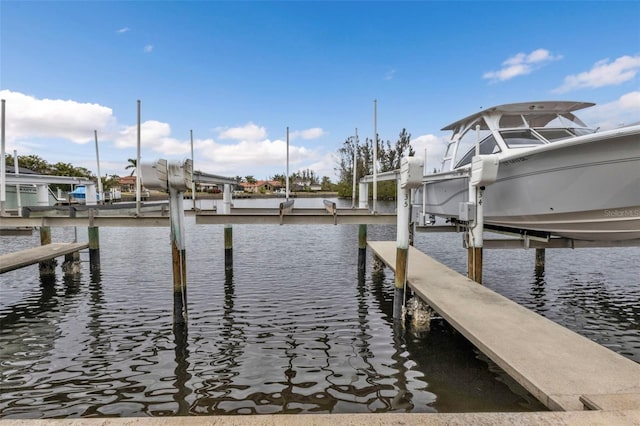 view of dock featuring a water view