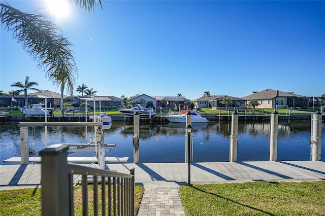 dock area featuring a water view