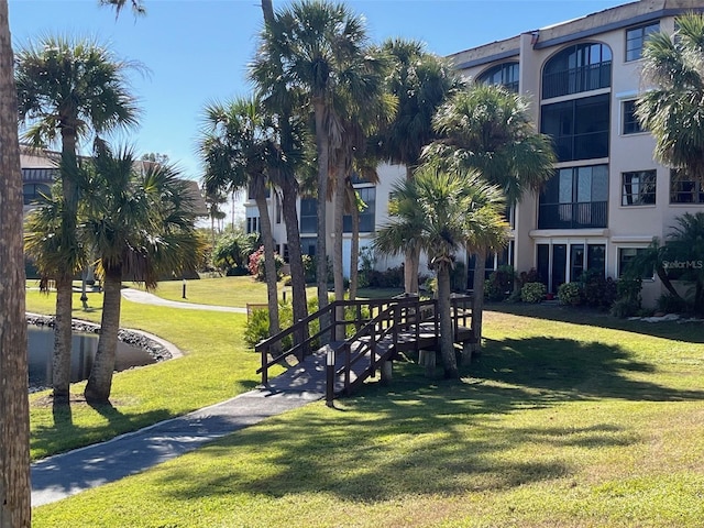 view of community featuring a lawn