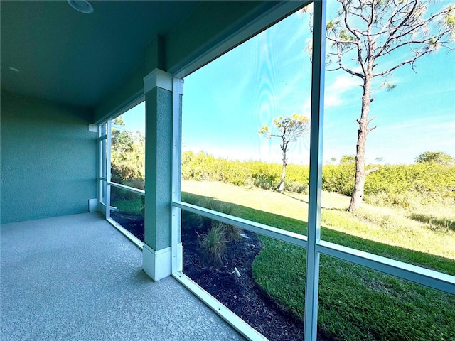 view of unfurnished sunroom