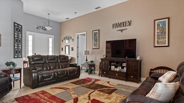 view of tiled living room