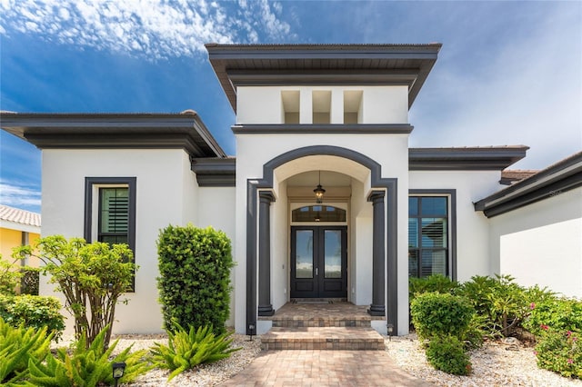 doorway to property with french doors