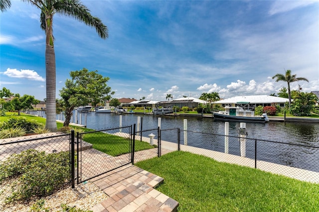 water view with a boat dock