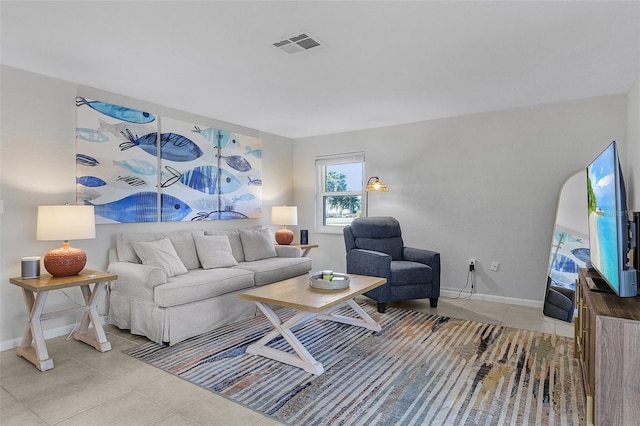 view of tiled living room