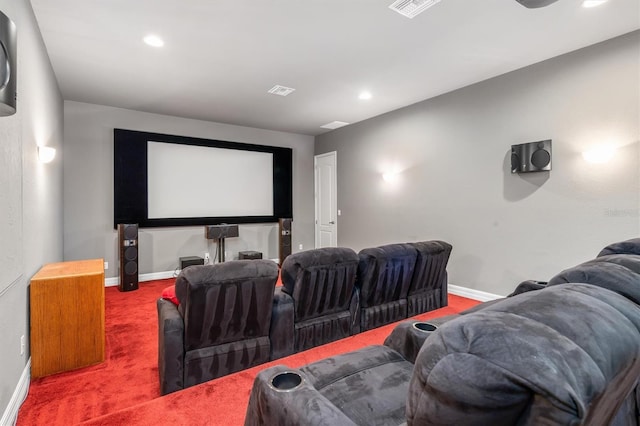 view of carpeted home theater