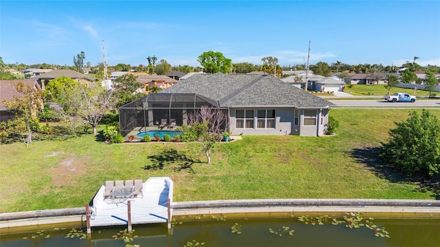 228 Nicholas Pkwy E, Cape Coral, FL 33990 - back of property featuring a yard, a water view, and a residential view