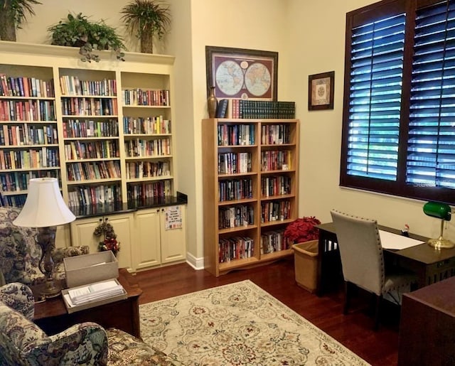 sitting room featuring dark hardwood / wood-style floors