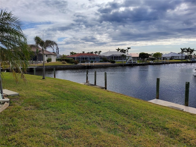 property view of water featuring a dock