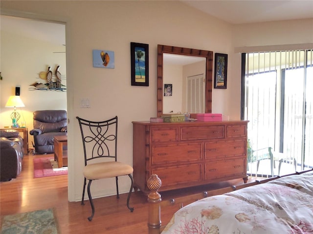 bedroom featuring light wood-type flooring