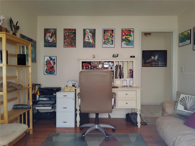 office area featuring dark hardwood / wood-style floors