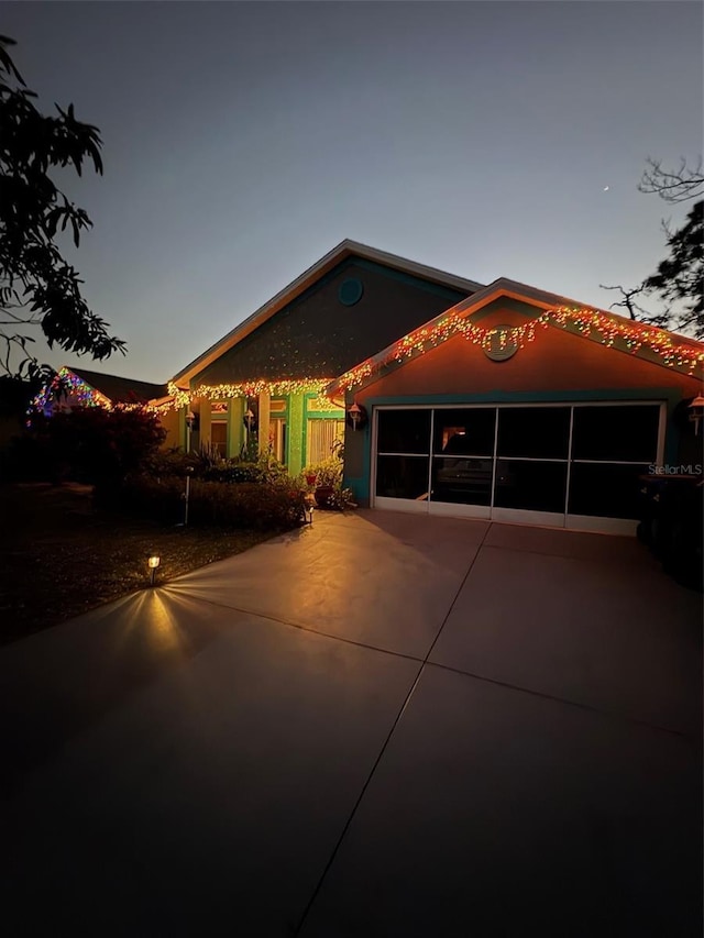 view of front of house with a garage