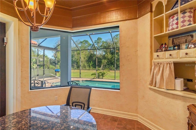 dining room featuring a chandelier