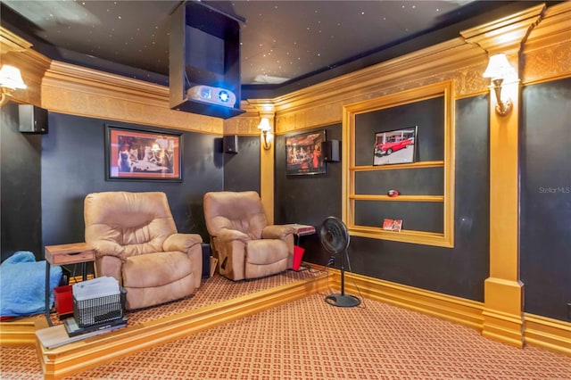 view of carpeted cinema room