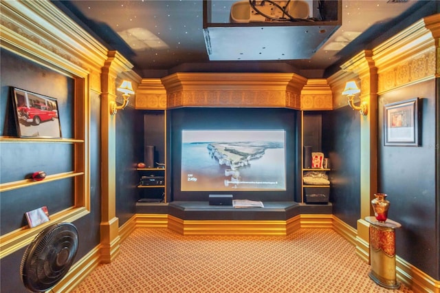 view of carpeted home theater