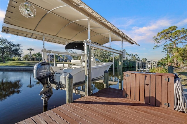 view of dock featuring a water view