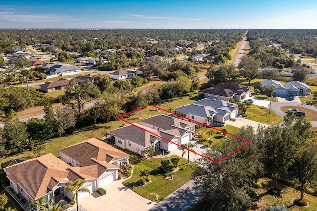 aerial view with a residential view