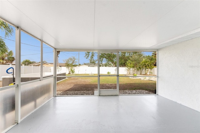 view of unfurnished sunroom