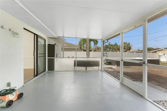 view of unfurnished sunroom