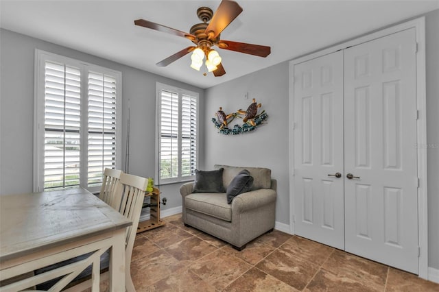 office area featuring ceiling fan