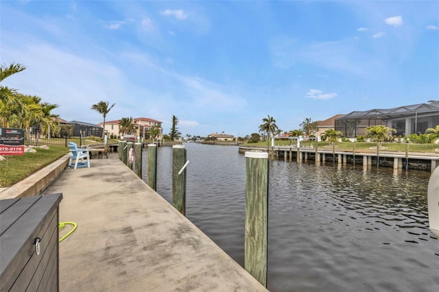 view of dock featuring a water view