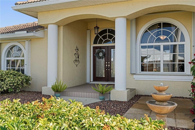 property entrance with french doors