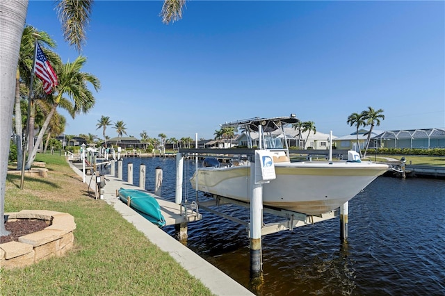 dock area featuring a water view