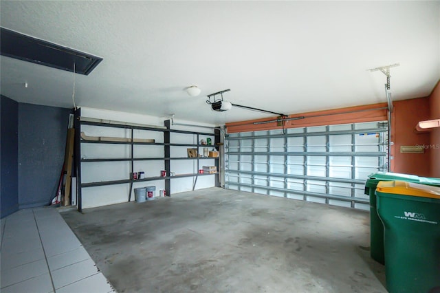 garage with a garage door opener