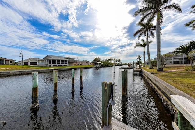 view of dock featuring a water view