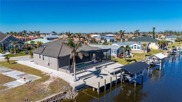 bird's eye view featuring a water view