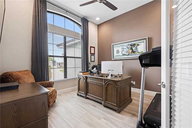 office area featuring ceiling fan