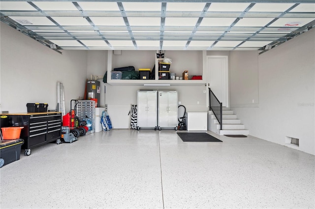 garage with water heater