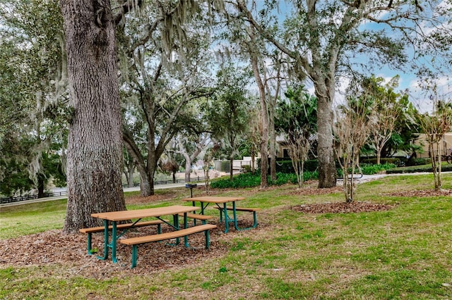 view of property's community with a yard