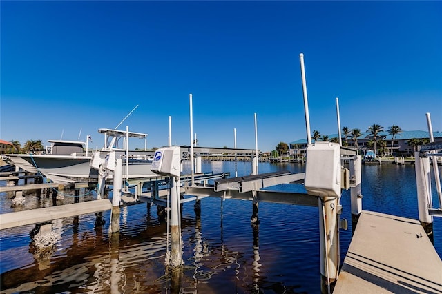 dock area with a water view