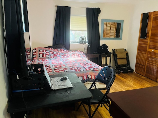 bedroom featuring a closet and hardwood / wood-style floors