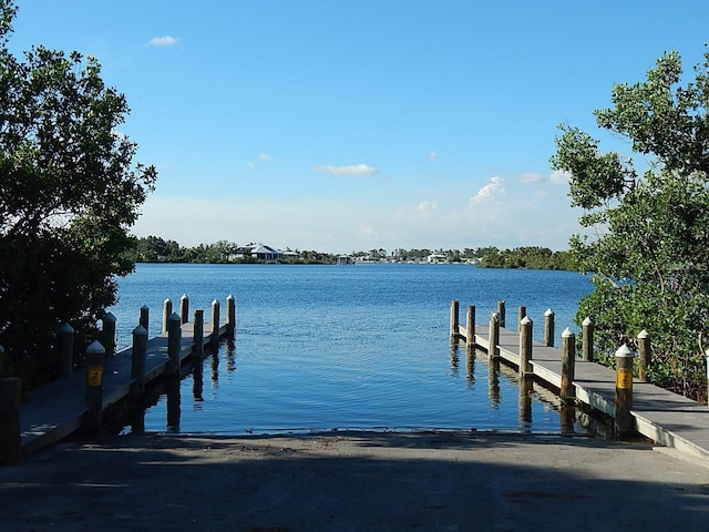 view of dock featuring a water view